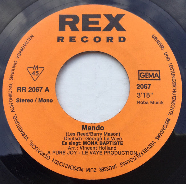 Mona Baptiste : Mando (7", Single, Mono)