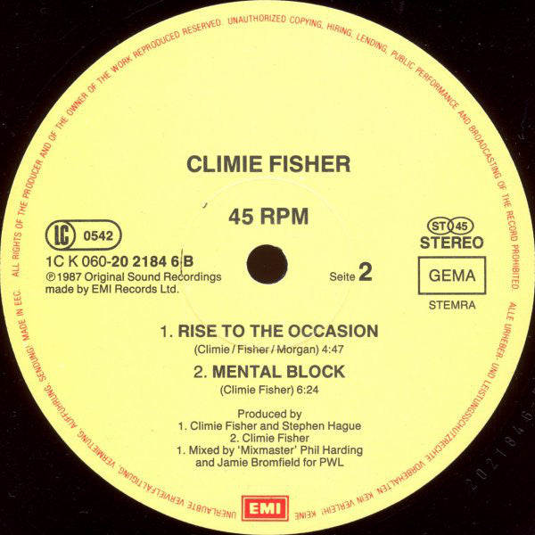Climie Fisher : Rise To The Occasion (Hip Hop Remix) (12")