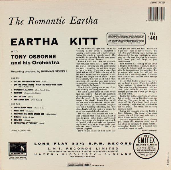 Eartha Kitt : The Romantic Eartha (LP, Album, RE)