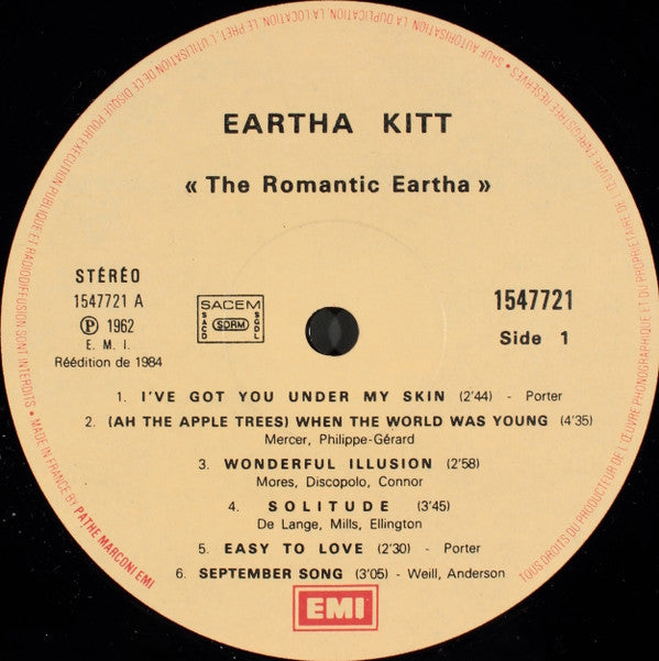 Eartha Kitt : The Romantic Eartha (LP, Album, RE)