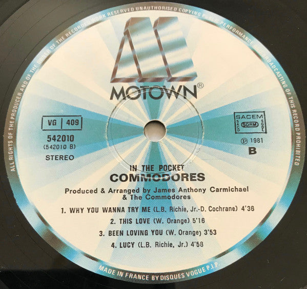 Commodores : In The Pocket (LP, Album)