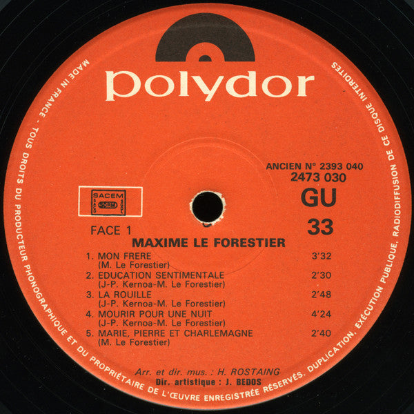 Maxime Le Forestier : Maxime Le Forestier (LP, Album, RE, Gat)