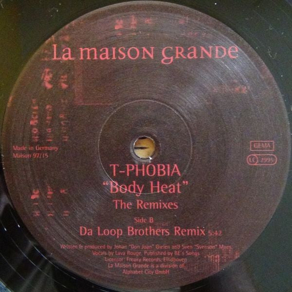 T-Phobia : Body Heat - The Remixes (12")