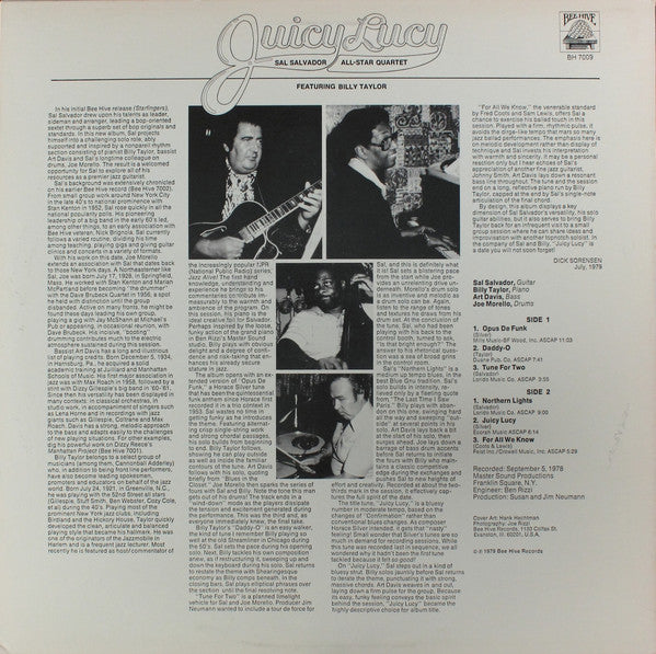 Sal Salvador Quartet Featuring Billy Taylor : Juicy Lucy (LP)