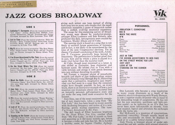 Various : Jazz Goes Broadway (LP, Album, RE)