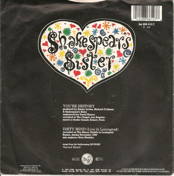 Shakespear's Sister : You're History (7", Single)