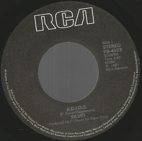 Silvio (3) : A.D.I.O.S. (7", Single)