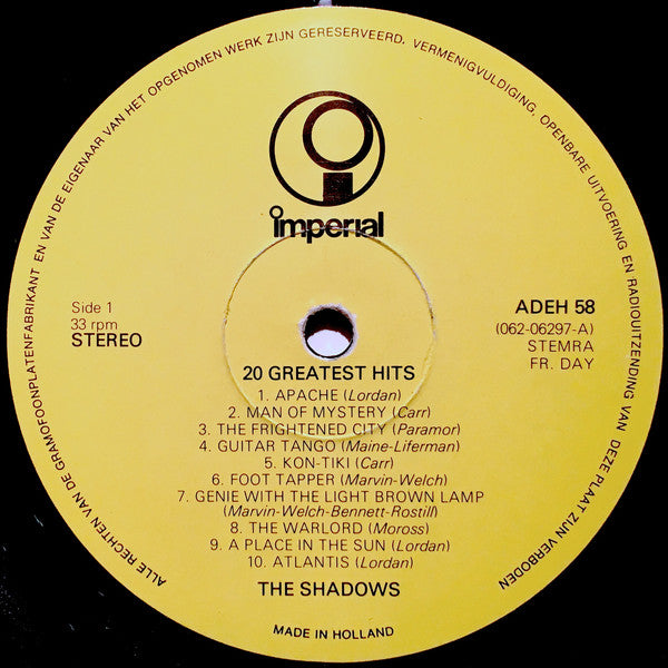 The Shadows : 20 Greatest Hits (LP, Comp)