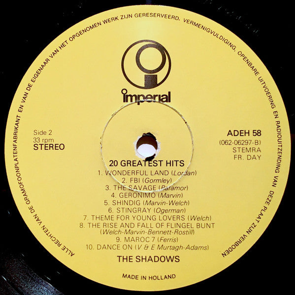 The Shadows : 20 Greatest Hits (LP, Comp)