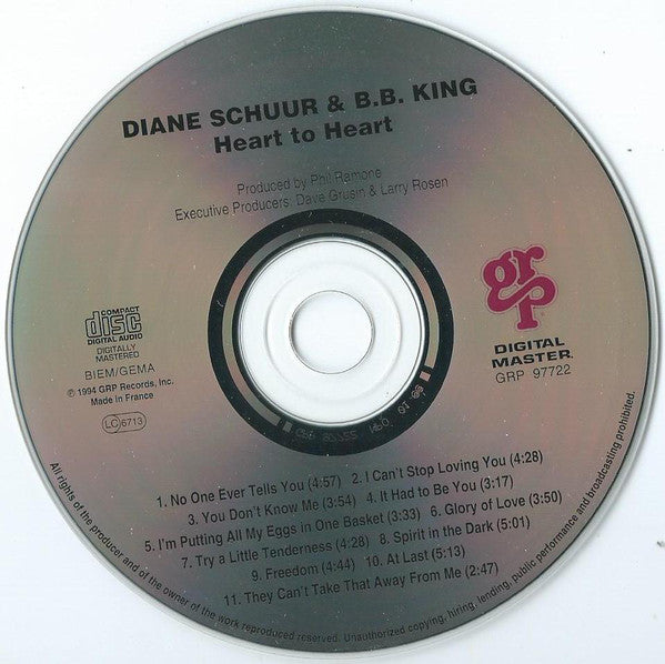 Diane Schuur & B.B. King : Heart To Heart (CD, Album)
