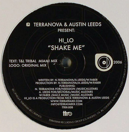 Terranova & Austin Leeds* Presents HI_LO : Shake Me (12")