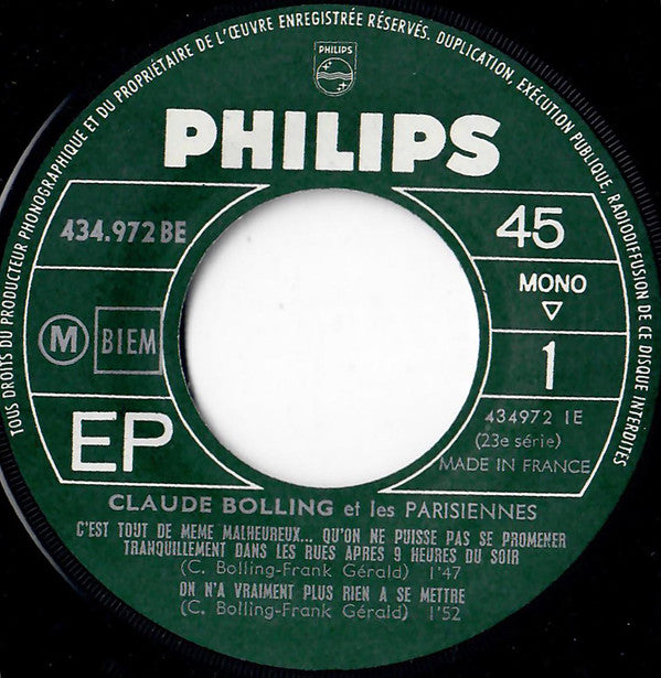 Claude Bolling Et Les Parisiennes : C'est Tout De Même Malheureux... (7", EP, Mono)
