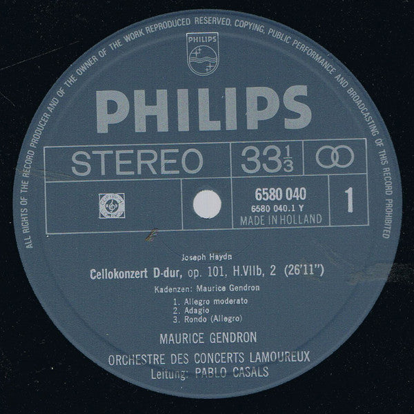 Joseph Haydn / Maurice Gendron - Orchestre Des Concerts Lamoureux • Pablo Casals • London Symphony Orchestra, Raymond Leppard : Cellokonzerte D-dur Und C-dur (LP, RE)