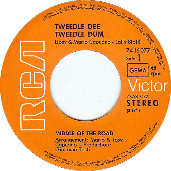 Middle Of The Road : Tweedle Dee Tweedle Dum (7", Single)