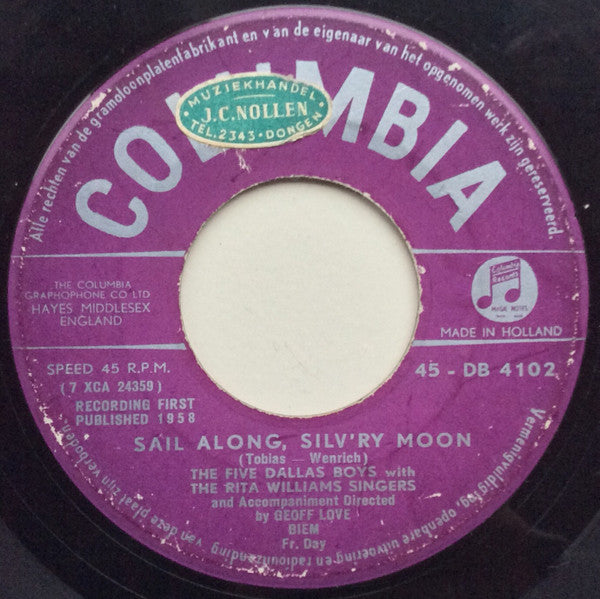 The Five Dallas Boys With The Rita Williams Singers : Sail Along, Silv'ry Moon (7", Single, Mono)