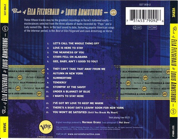 Ella Fitzgerald & Louis Armstrong : Best Of Ella Fitzgerald & Louis Armstrong On Verve (CD, Comp, RE, RM)