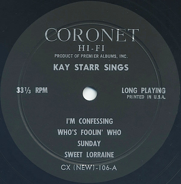 Kay Starr : Kay Starr Sings (LP, Album, Mono)