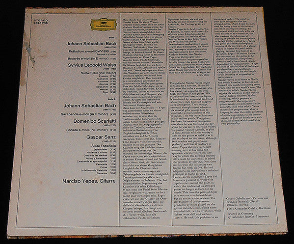 Narciso Yepes : Barockwerke Für Gitarre (Baroque Works For Guitar) (LP, Album, Comp)