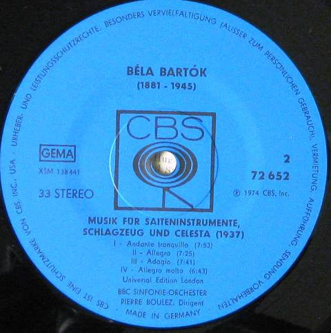 Pierre Boulez, BBC Symphony Orchestra : Igor Strawinsky - De Vuurvogel (Suite 1910) - Bela Bartok: Muziek Voor Strijkorkest, Slagwerk En Celesta (LP, Album)