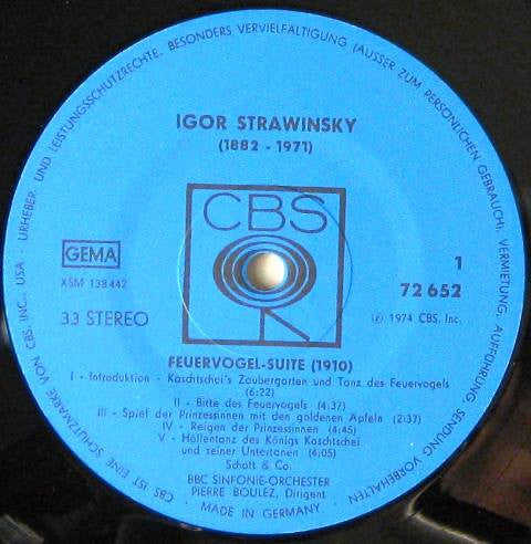 Pierre Boulez, BBC Symphony Orchestra : Igor Strawinsky - De Vuurvogel (Suite 1910) - Bela Bartok: Muziek Voor Strijkorkest, Slagwerk En Celesta (LP, Album)