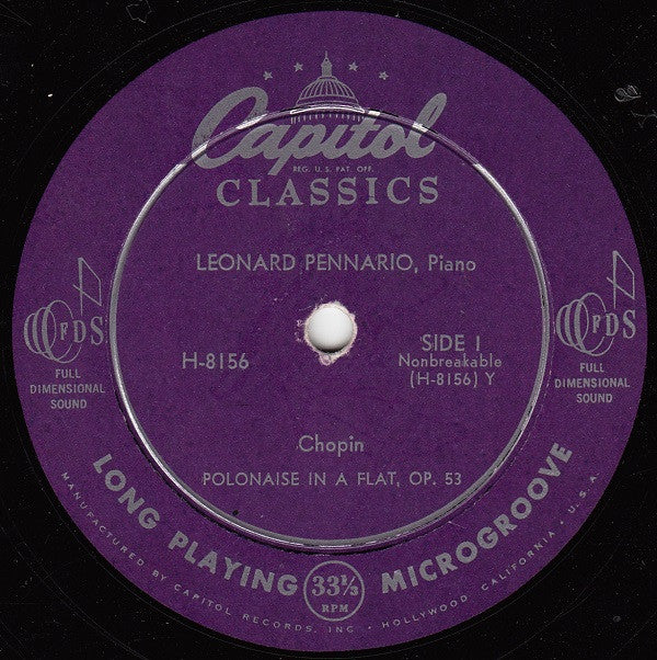 Leonard Pennario : Leonard Pennario, Piano (10")