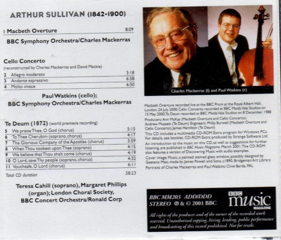 Sir Arthur Sullivan - Paul Watkins (3), BBC Symphony Orchestra, Sir Charles Mackerras : Te Deum (1872) / Cello Concerto / Macbeth Overture (CD, Enh)