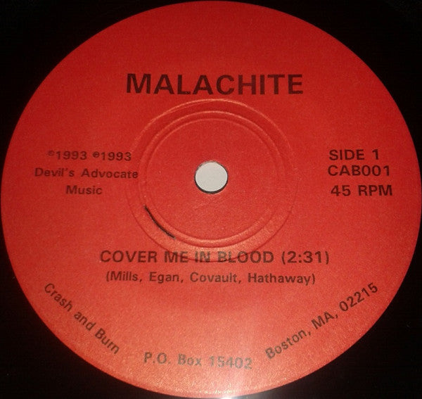 Malachite (3) : Cover Me In Blood (7", Single)