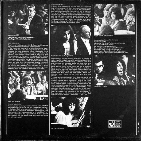 Deep Purple, Royal Philharmonic Orchestra  Conducted By Malcolm Arnold : Concerto For Group And Orchestra (LP, Album, RE, Gat)