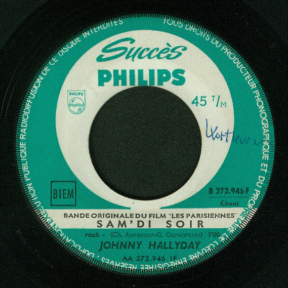 Johnny Hallyday : Sam'di Soir / Retiens La Nuit (7", Single)