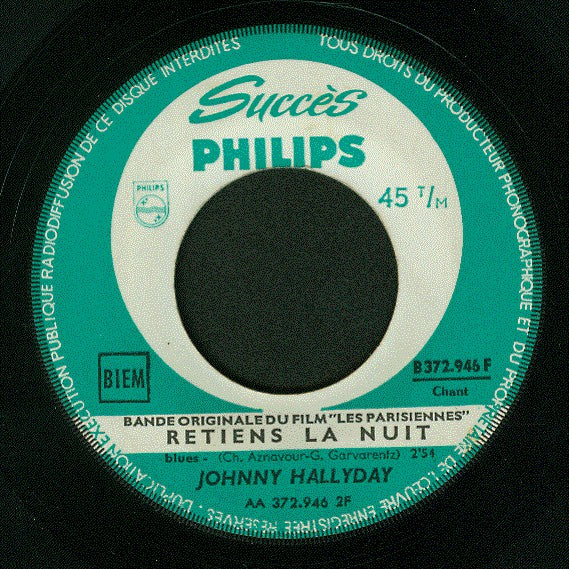 Johnny Hallyday : Sam'di Soir / Retiens La Nuit (7", Single)