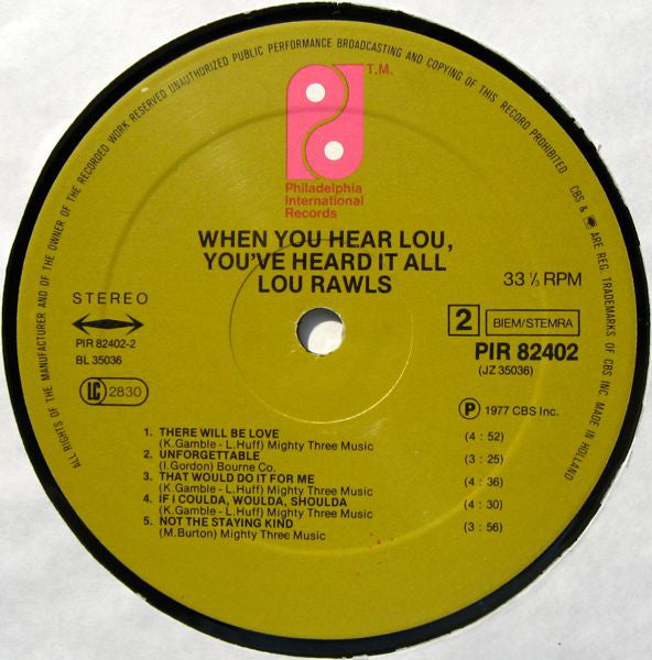 Lou Rawls : When You Hear Lou, You've Heard It All (LP, Album)