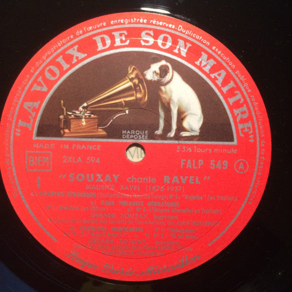 Gérard Souzay : Souzay Chante Ravel (LP, Album, Mono)