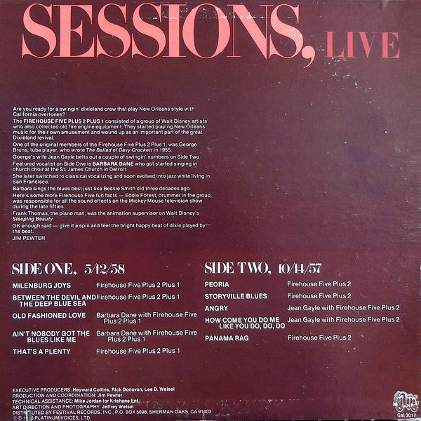 Firehouse Five Plus Two : Sessions, Live (LP)