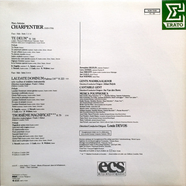 Marc Antoine Charpentier : Te Deum / Laudate Dominum / Magnificat (LP)