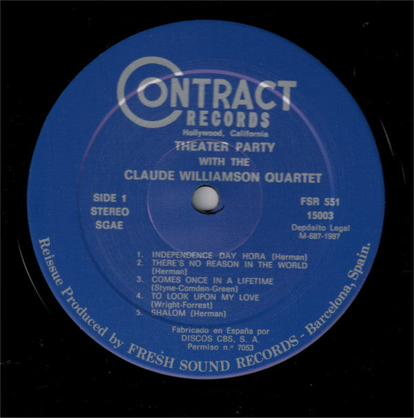 The Claude Williamson Quartet : Theatre Party Attended By The Claude Williamson Quartet (LP, Album, RE)