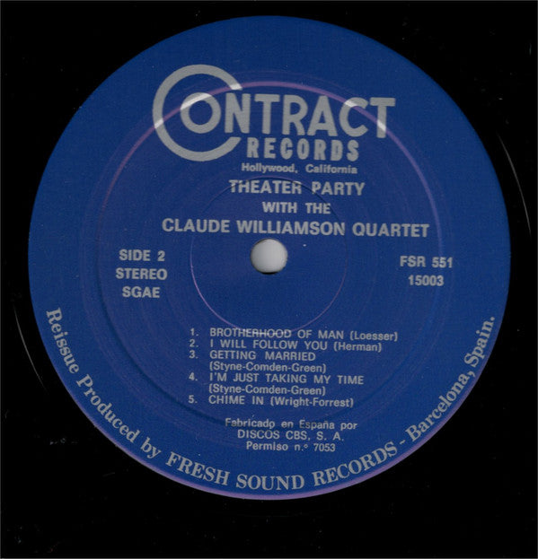The Claude Williamson Quartet : Theatre Party Attended By The Claude Williamson Quartet (LP, Album, RE)