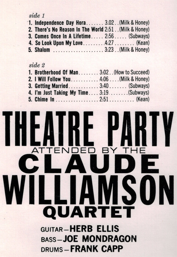 The Claude Williamson Quartet : Theatre Party Attended By The Claude Williamson Quartet (LP, Album, RE)