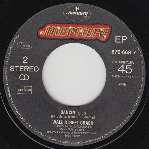 Wall Street Crash : Too Shy (7", Single)