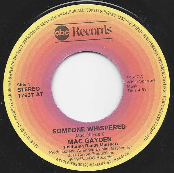 Mac Gayden : Someone Whispered (7")