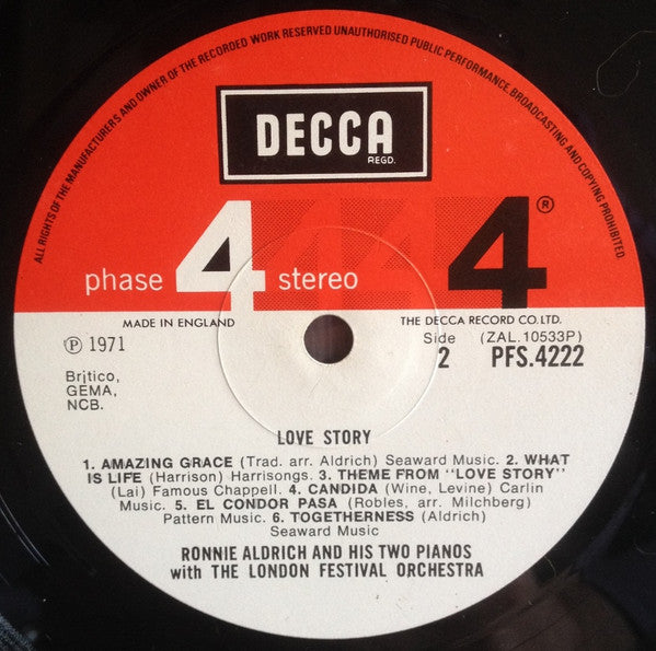 Ronnie Aldrich And His Two Pianos With The London Festival Orchestra : Love Story (LP, Album)