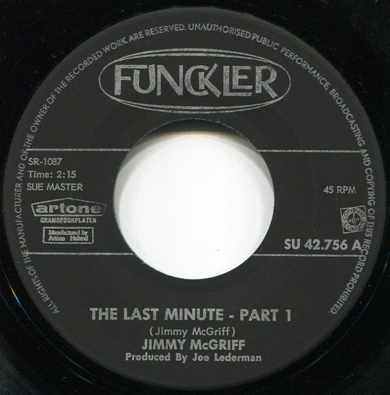 Jimmy McGriff : The Last Minute Parts 1 & 2 (7", Single)