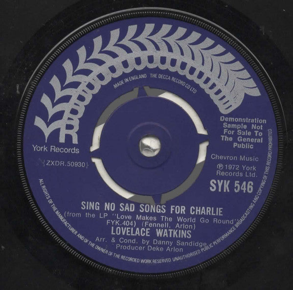 Lovelace Watkins : Let Them Play A Sad Song (7", Single, Promo)