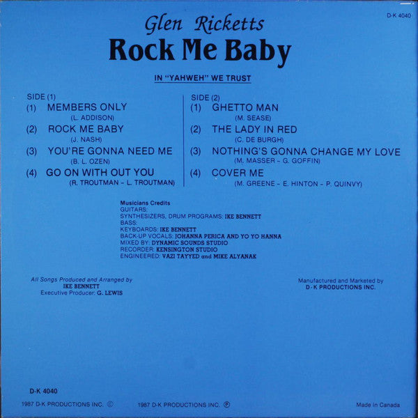 Glen Ricketts : Rock Me Baby (LP)