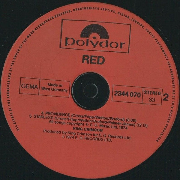 King Crimson : Red (LP, Album, RE)