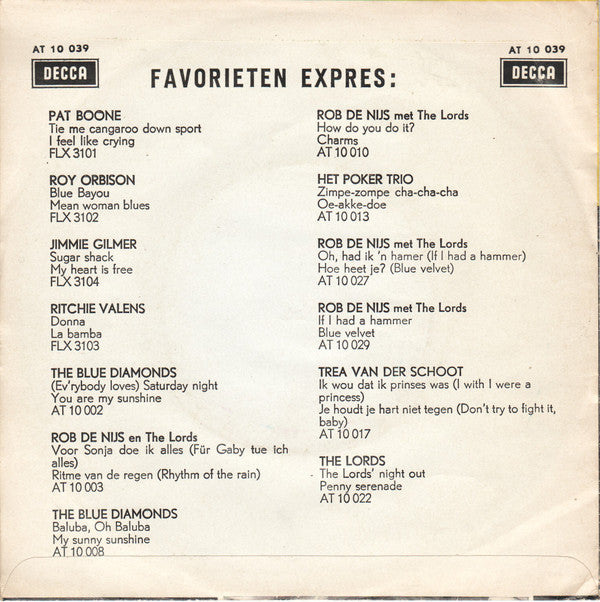 The Blue Diamonds : Hey! Ba-Ba-Re-Bop / Up Above My Head (7", Single, Mono)