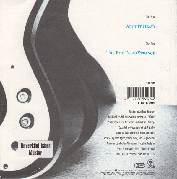 Melissa Etheridge : Ain't It Heavy (7")