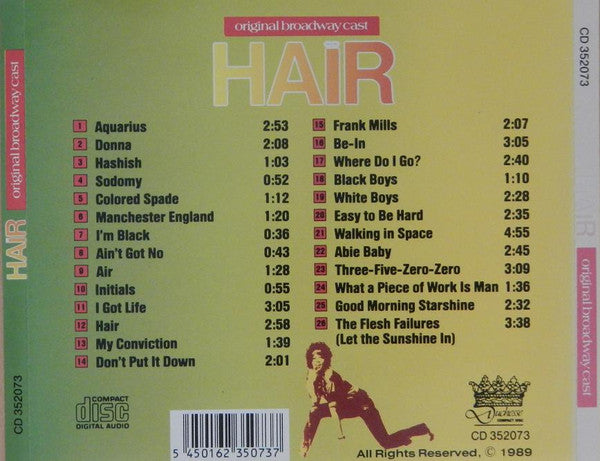 Galt MacDermot, James Rado, Gerome Ragni : Hair - The American Tribal Love-Rock Musical (The Original Broadway Cast Recording) (CD, Album)