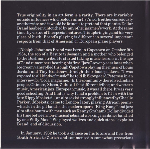 Dollar Brand : Round Midnight At The Montmartre (CD, Comp)