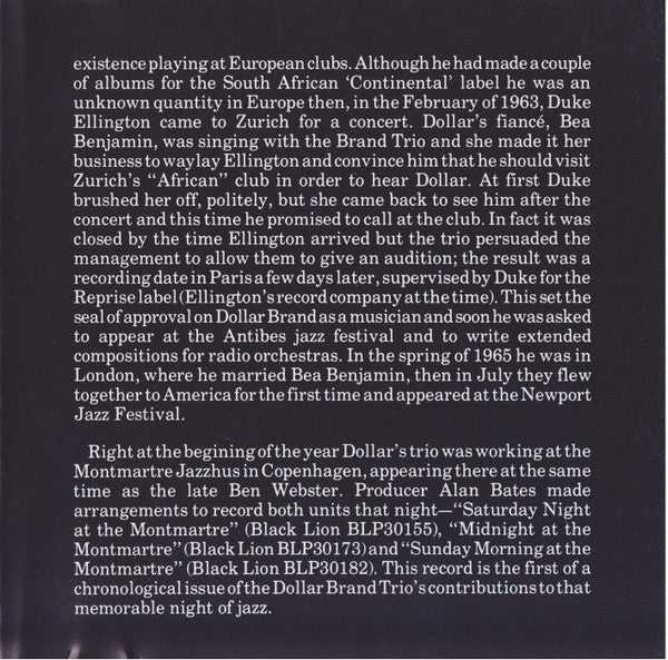 Dollar Brand : Round Midnight At The Montmartre (CD, Comp)