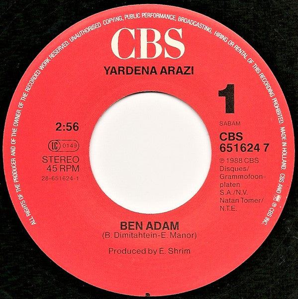 Yardena Arazi : Ben Adam (7")